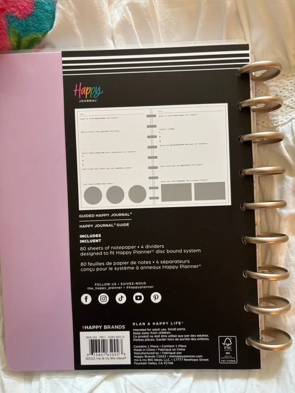 Happy Planner Classic Guided Journal - Lavender and White Script